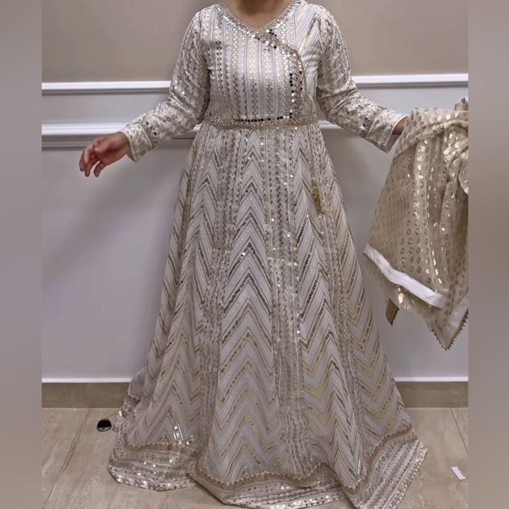 Elegant Cream and Gold Sequin Dress